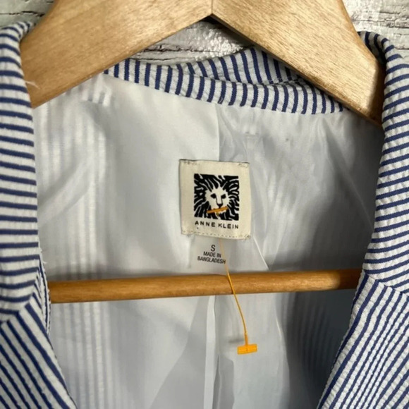 Anne Klein blue striped  blazer size small - Picture 6 of 9